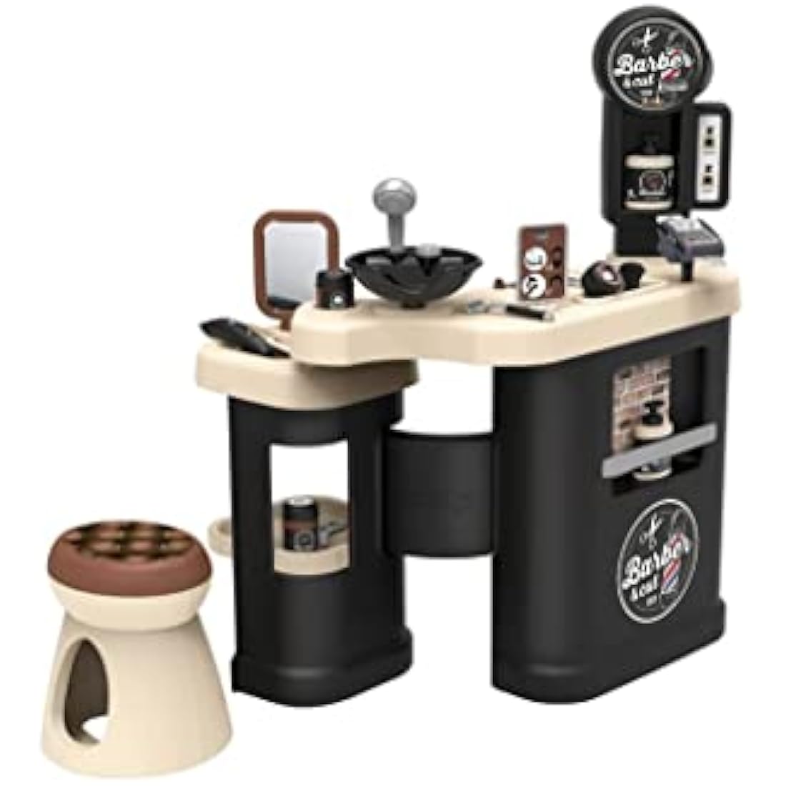 Smoby - Barber and Hairdresser play salon shop for children (69 x 48 x 91,5 cm) - play station incl, toy accessories for styling - for kids girls and boys aged 3 years and over