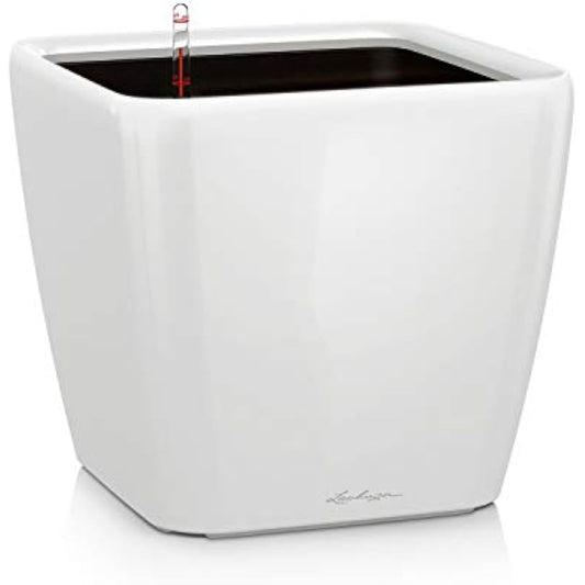 Lechuza Self Watering Plant Pot QUADRO LS 43 Garden Flower Indoor and Outdoor Plastic Planter with Drainage Hole H40 L43 W43 cm White High-Gloss