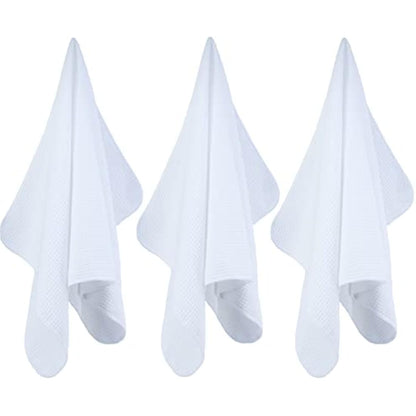 POLYTE Premium Microfibre Kitchen Dish Tea Towel Waffle Weave (White, 40x71) 12 Pack