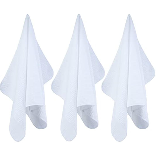 POLYTE Premium Microfibre Kitchen Dish Tea Towel Waffle Weave (White, 40x71) 12 Pack