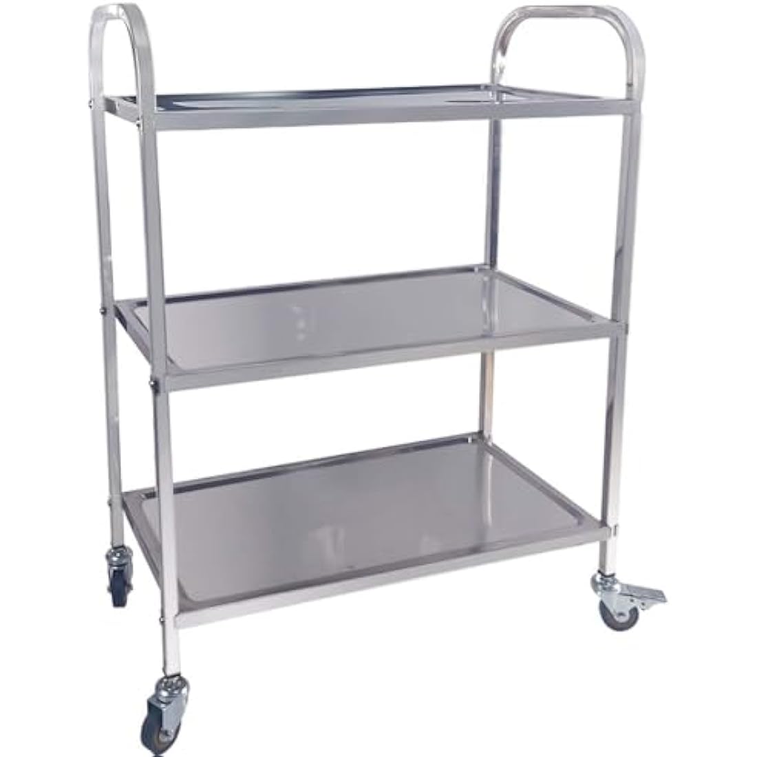 TAIMIKO Stainless Steel Utility Cart - 3-Tier Kitchen Trolley, Restaurants Serving Trolley with Locking Wheels, For Garage, Restaurants, Hotels, Size: 625x315xH800mm