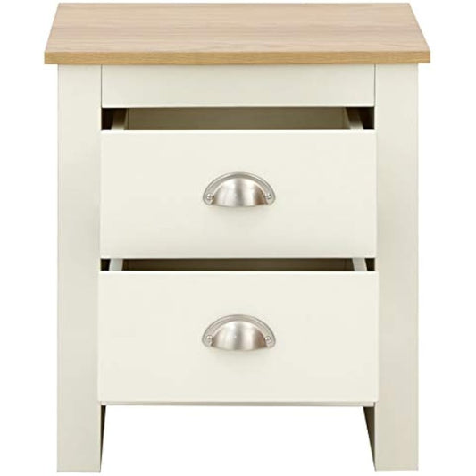 Lancaster Cream with Oak Top Bedroom Furniture - Wardrobes, Chest, Bedside (Bedside Cabinet)