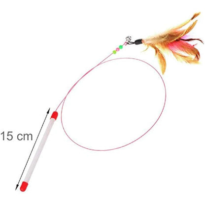 SLSON Feather Teaser Cat Toy, Interactive Cat Catcher and Exerciser Wand for Cats and Kitten Playing, with Feather, Bell and Flexible Wire