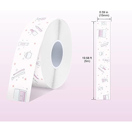 SUPVAN E10 & E11 & E16 Label Maker Tape, 15mm × 6m Genuine Continuous Laminated Thermal Label Tape Refill, Waterproof Oilproof Child-Safe Durable Auto Detect Labels, Black on Cosmetics