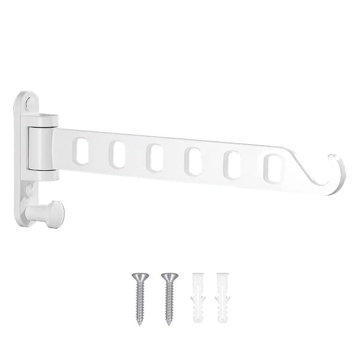 Lxoraziy Wall Mounted Clothes Hanger, Foldable Wall Clothes Airer, 180° Swivel Hanger, Wall Hook with Screw, for Laundry, Bathroom, Utility Room