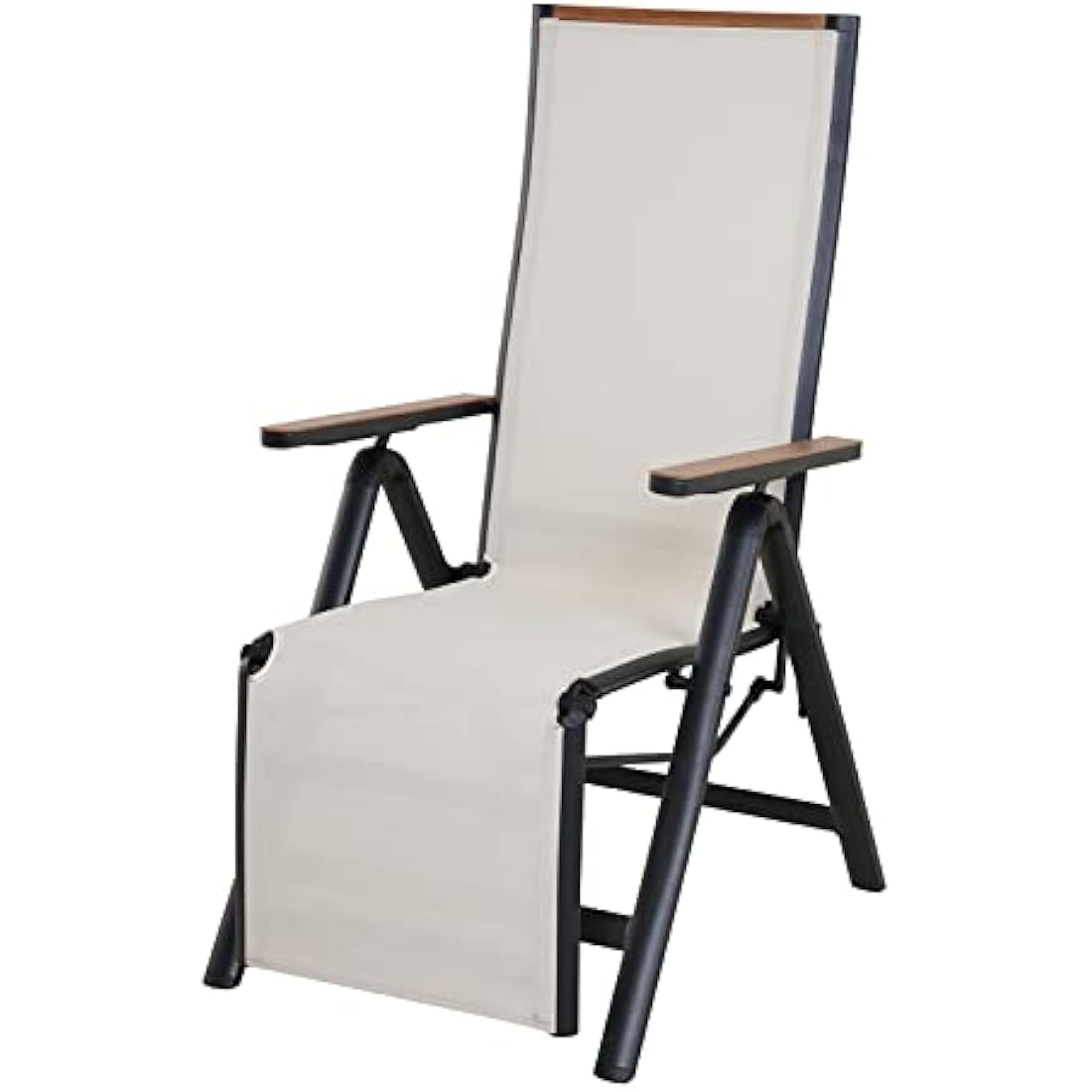 Grand patio Foldable Sun Lounger, Reclining Garden Chair, Aluminium Camping Chairs, Adjustable 6 Position High Backrest, Deck Chair for Garten, Outdoor, Poolside (Beige)