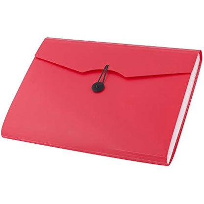 D.RECT | Expandable Expanding File | Document Organiser | Folders Expander for School - Office - Home | Expanding File Folders | Pockets Filing Box | 12 Compartments | Size: A4 | Colour: Red, 5580