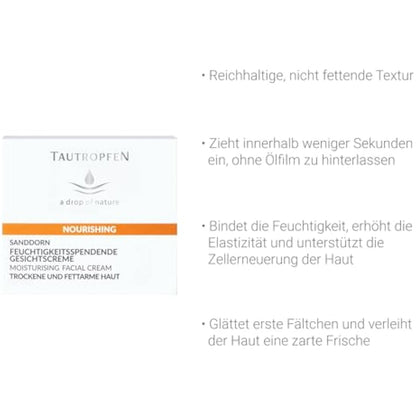 Tautropfen Sea Buckthorn Nourishing Solutions, Moisturizing Facial Cream for Dry Skin, 50 Milliliter