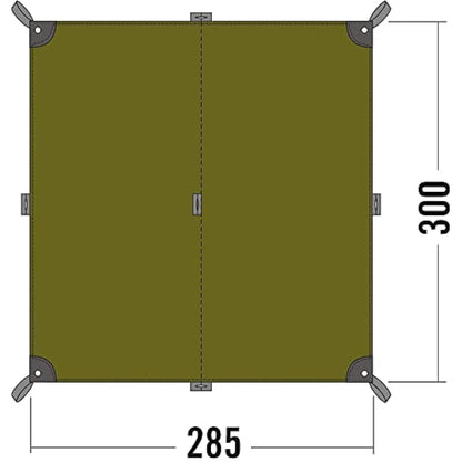Tatonka Tarp 2 (285 x 300 cm) - Lightweight, Tear-Resistant, Waterproof - With Taped Seams, Eyelets, Flap Loops and Reinforced Corner Points - Protects Against Sun, Wind and Rain - Olive Green