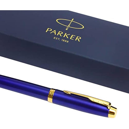 Parker IM Premium Limited Edition Rollerball Pen | Lustrous Blue Lacquer with Gold Trim | Black Ink | Gift Boxed