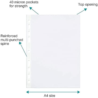 SUMMIT Punched Pockets A4, Embossed, 500 Poly Pockets