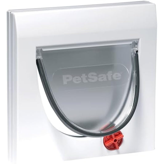PetSafe Staywell Classic Manual 4-Way Locking Cat Flap – Cat door with 4 programmed locking settings, White, Tunnel included