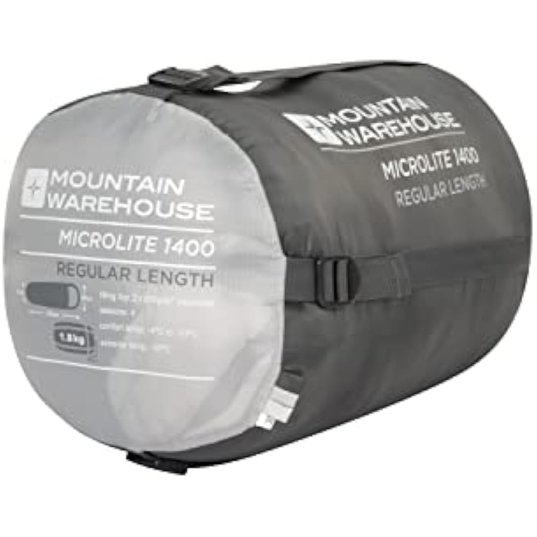 Mountain Warehouse Mummy Shaped Microlite 1400 Sleeping Bag - 3/4 Season, Insulated Camping Bag - Best for Spring Summer