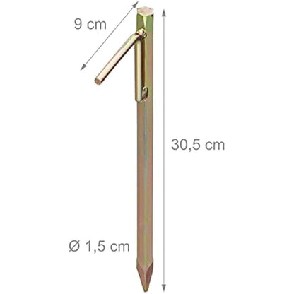 Relaxdays Heavy Duty Tent Stakes Set of 4, for Rocky Terrain, 30.5 cm, Camping Accessory, Galvanized Steel, Gold, 30.5 x 9 x 1.5cm
