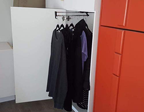 Uotyle Wardrobe Rail, Wardrobe Pull Out Clothes Hanger Rail Organizer Rack MetalStainless Steel Retractable Wardrobe Rail with Screw,40cm/15.7inch