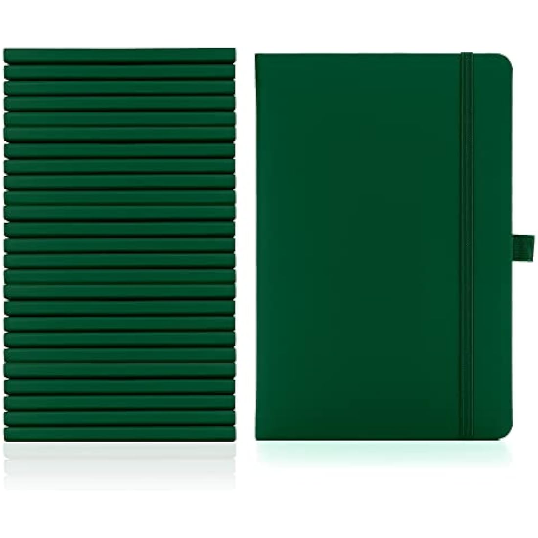 Notes London 10 x A5 Notebook Bulk Pack, A5 Notebook with Lined Pages, Pen Loop and Expandable Paper Pocket Hardback Journal Notepad Note Book Notes Diary Pad (Green)