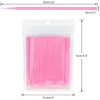 G2PLUS 200PCS Micro Applicators Brushes, Pink Micro Applicators, Eyelash Extension Applicators for Eyelashes Extensions