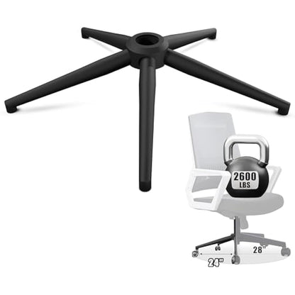 Sytopia Office Chair Base Replacement 24'' - Office Chair Base with Reinforced Metal Legs 2600lbs, Bottom Part Universal Fit for Universal Gas Cylinder & Casters – Matte Black
