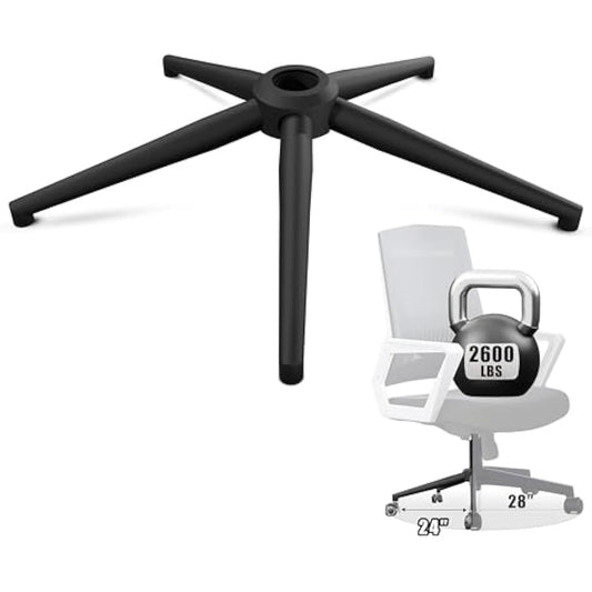 Sytopia Office Chair Base Replacement 24'' - Office Chair Base with Reinforced Metal Legs 2600lbs, Bottom Part Universal Fit for Universal Gas Cylinder & Casters – Matte Black