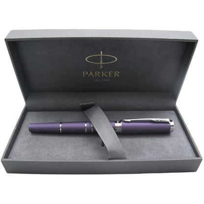 Parker Ingenuity Premium Metal 5th Technology Pen - Deluxe Deep Violet - Black Ink - Slim Version - Gift Boxed - Adapts To Handwriting Style