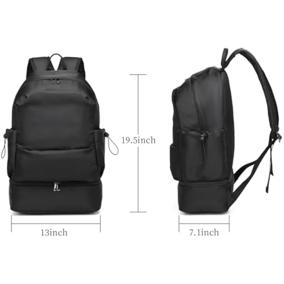 seyfocnia Sports Backpack for Men, Waterproof Gym Back Pack With Shoe Compartment Lightweight Travel Bag Casual Daypack-Black