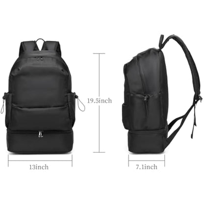 seyfocnia Sports Backpack for Men, Waterproof Gym Back Pack With Shoe Compartment Lightweight Travel Bag Casual Daypack-Black