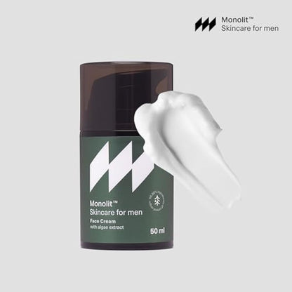 Monolit Face Cream with Algae Extract, For Man, Nourishing Avocado Oil, Anti-aging Spirulina, Moisturizing Coconut Oil, 50ml