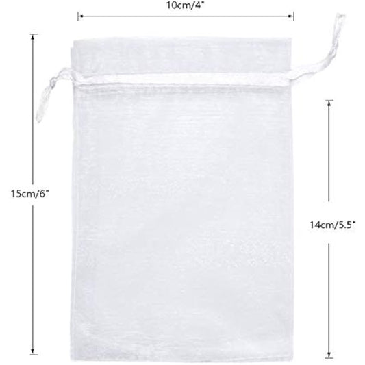 G2PLUS White Organza Gift Pouches, 10x15 CM Medium Organza Favour Bags, 100 PCS Wedding Jewelry Bags, Clear Mesh Pouches Perfect for Wedding, Christmas, Birthday, Anniversary