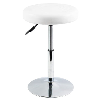 FURWOO PU Leather Short Round Cushion Spa Stool Height Adjustable Swivel Salon Stool for Home Kitchen Barber Shop SmallWhite
