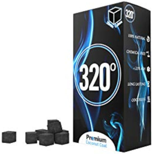 4kg - 320° Premium Coconut Shisha coal charcoal (25mm Cube) for hookah & BBQ 4 kg - 288 pieces - Nicotine Free