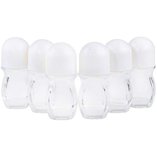 Kare & Kind Empty Refillable Glass Roll-On Deodorant Bottles (6-Pack) Leak-Proof 1.05 Oz (30 ml) with Stickers - Twist Cap For Homemade Natural Deodorant, Sunscreen, Moisturizer