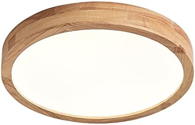 Schindora Wooden LED Ceiling Light,20W Warm White 3000K 1600 LM,Round Wood Ceiling Lights Ø30cm for Lounge Living Room Kitchen Dining Room Hallway Home Office Children's Room