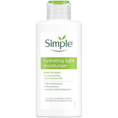 Simple Kind to Skin Hydrating Light Moisturiser Skin Care Product with Pro-Vitamins B5 and E for 12-Hour Moisturisation 125 ml