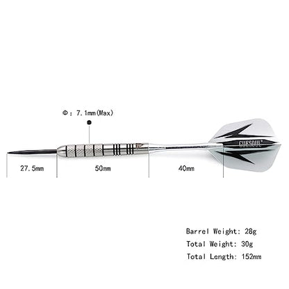 CUESOUL 28 Grams Tungsten Steel Tip Darts Set 95% Tungsten with Luxury Case(CSTSTD028-28L)