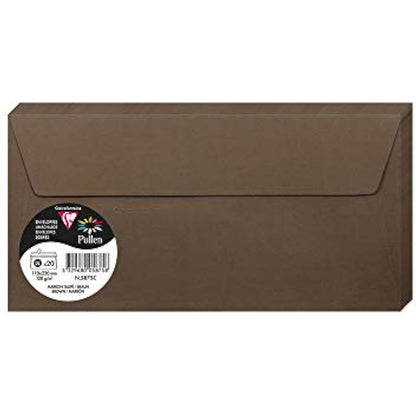 Clairefontaine - Ref 5875C - Pollen Adhesive Envelopes (Pack of 20) - DL Sized, 120gsm Paper, Printer-Compatible, Acid Free, Adhesive Strip for Easy Seal - Brown