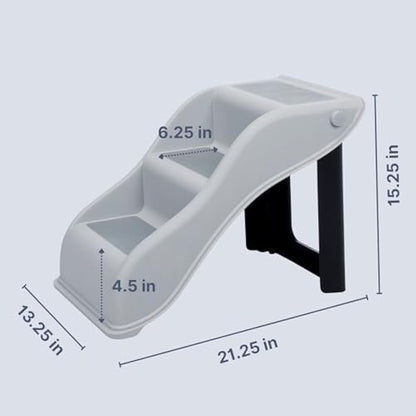 TRIXIE 3 Step Pet Stairs, Lightweight, Easy to Store, Non-Slip Treads, Grey