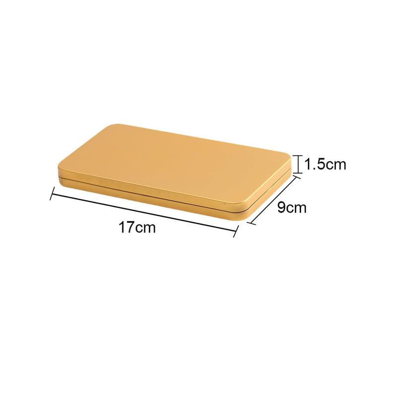 Vokenforu 1 Piece Rectangular Tin Boxes with Lids,Gold Metal Empty Tins Containers For Pencil Case Small Items Organizer-17 * 9 * 1.5cm