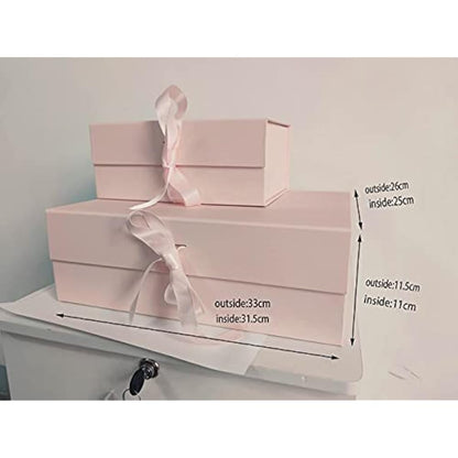 Pink Gift Box 33x26x11cm, Gift Box Large with Magnetic Lids and Silk Ribbon Specially Designed for Presents Birthdays, Holidays, Anniversaries Gift Packaging