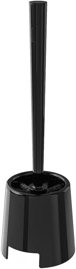 BOLMEN Toilet brush and holder, Black or White plastic with Strong Dense Bristles (Black)