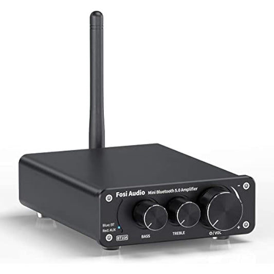 Fosi Audio BT10A Bluetooth 5.0 Amplifier Stereo Power Amplifier, 2 Channel Class D Mini Hi-Fi Integrated TPA3116 Audio Amp, for Home Speakers 50W x 2, with 19V 4.74A UK Power Supply
