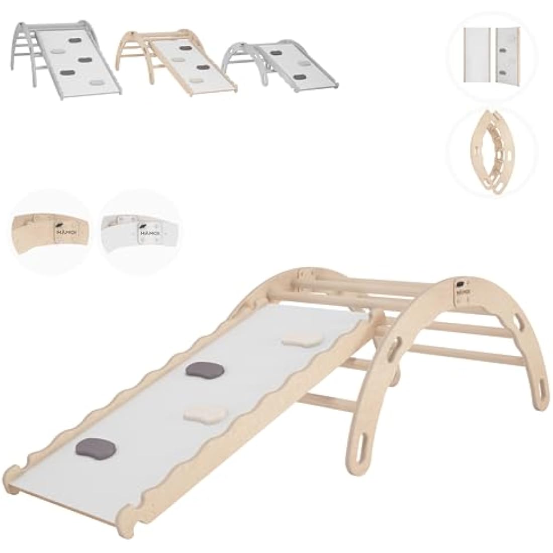 MAMOI® Indoor climbing frame for toddlers, Wooden baby gym, Play gym rocker toys made of wood for toddler, Rockers climbing frame