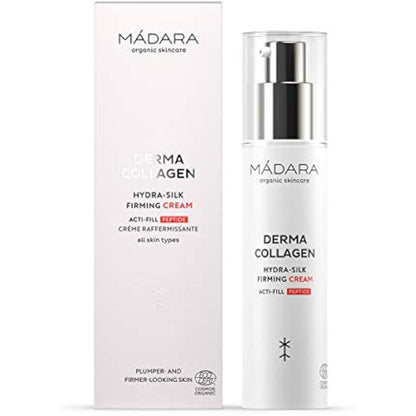 Derma Collagen Hydra-Silk Firming Cream – Hydrating & Anti-Aging Face Cream with Peptides, Microalgae & Hyaluronic Acid for Firmness & Elasticity, 50ml