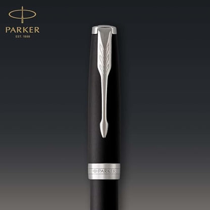 Parker Sonnet Fountain Pen | Matte Black Lacquer with Palladium Trim | Fine Nib | Gift Box