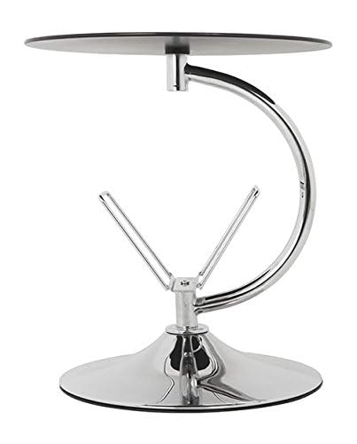 mahara Black Glass Decorative End Table Side Table Coffee Table, Round, 45cm x 45cm, for Living Rooms, Lounges, Study, etc