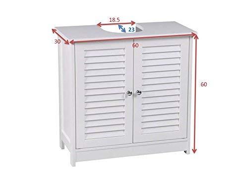 Aspect BR108 OSLO BATHROOM STORAGE UNDER SINK CABINET-WHITE, Engineered Wood, 60x30x60cm