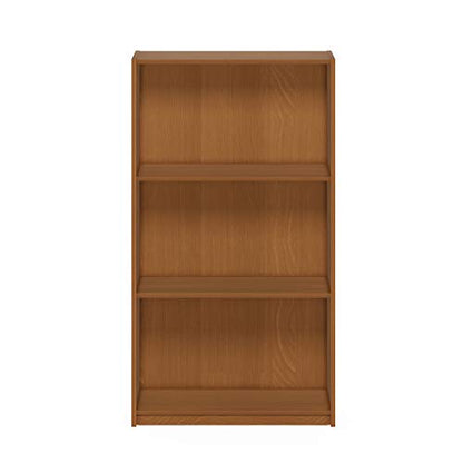 Furinno Basic 3-Tier Bookcase Storage Shelves, Light Cherry