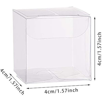 BENECREAT 60PCS 4x4x4cm Clear Cube Wedding Favour Boxes PVC Transparent Cube Gift Boxes for Candy Chocolate Birthday Party