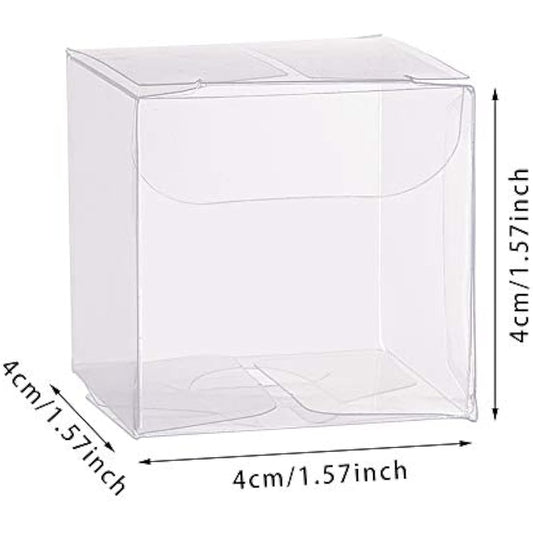 BENECREAT 60PCS 4x4x4cm Clear Cube Wedding Favour Boxes PVC Transparent Cube Gift Boxes for Candy Chocolate Birthday Party