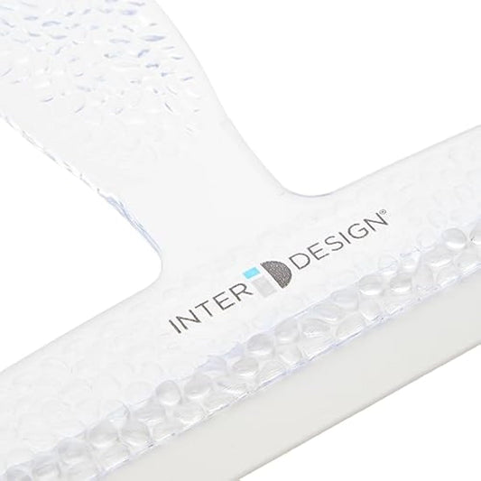 iDesign Shower Squeegee with Strong Suction Cup, Small Plastic Window Squeegee for Shower and Cleaning, Practical Shower Screen Wiper with Wide Rubber Lip, Clear