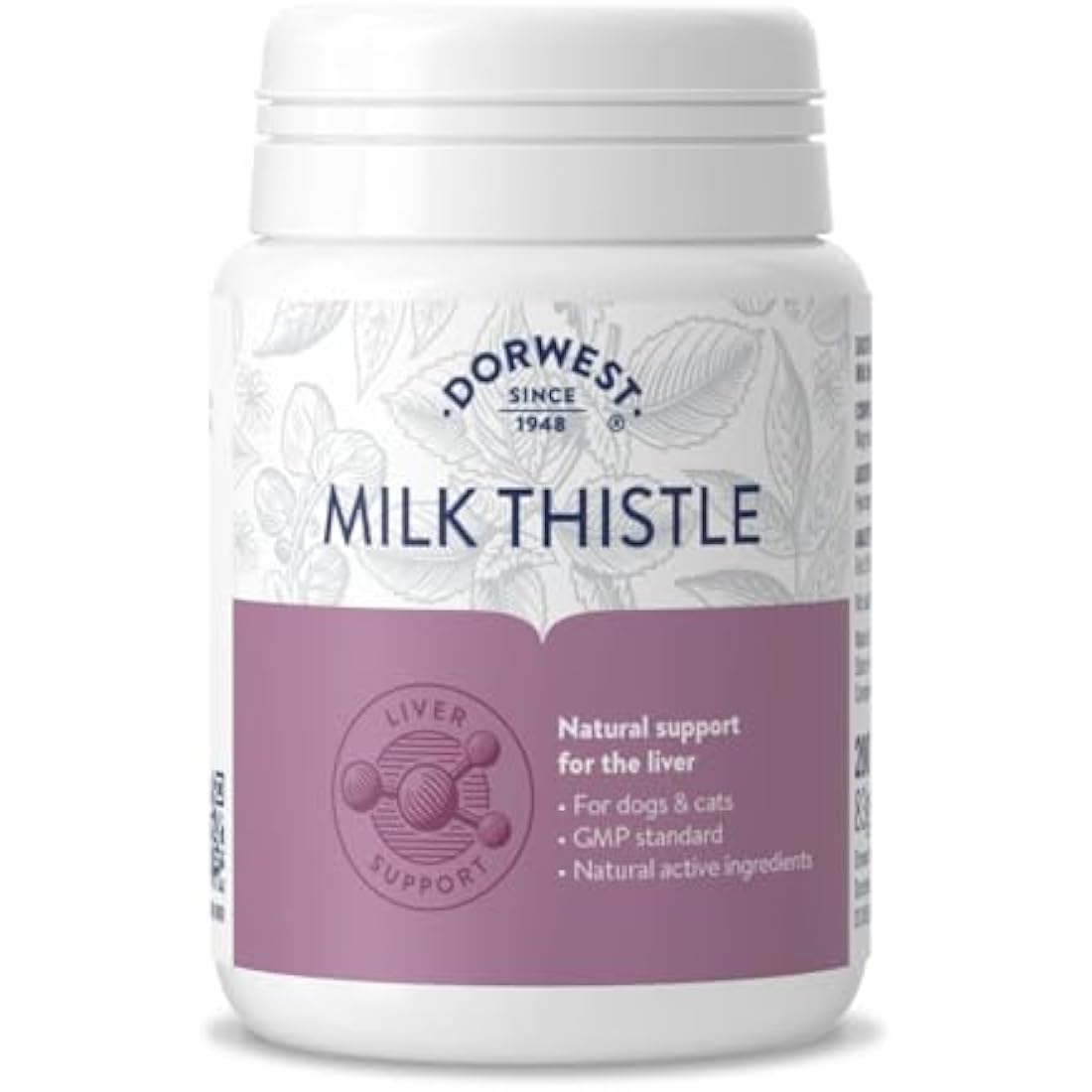 Dorwest Milk Thistle Tablets for Dogs and Cats, 200 Tablets, Supports Liver Function, Antioxidant for Dogs, Immune System Heath, Natural Supplement